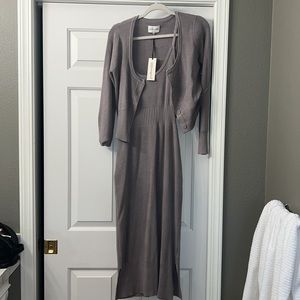 Midi dress set with cardigan M